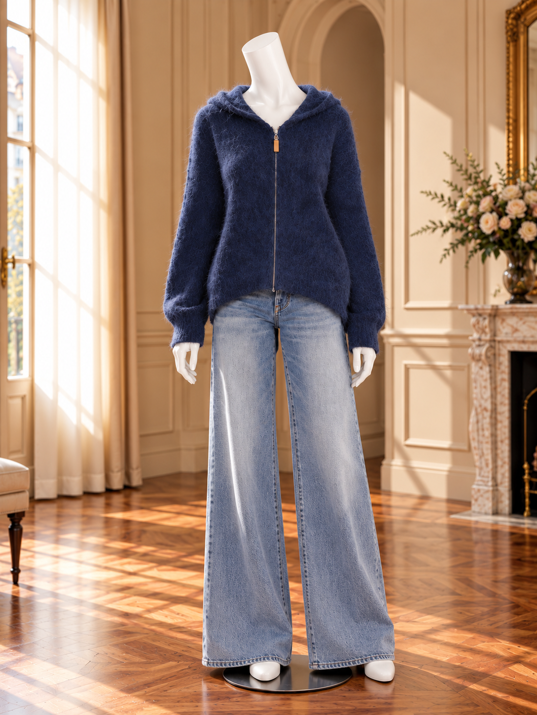 Women’s Zip Hooded Relaxed Knit Sweater