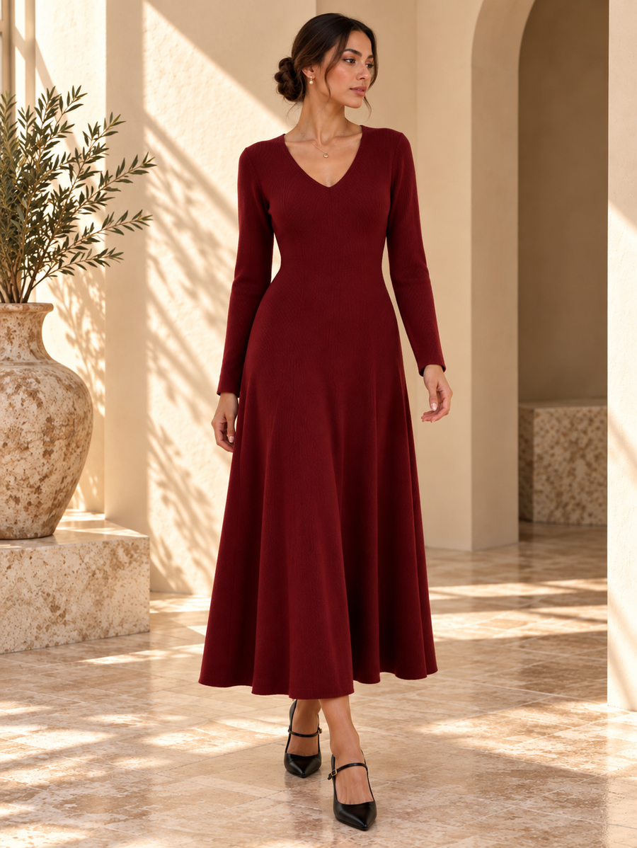 Women’s Collared Long Knit Dress