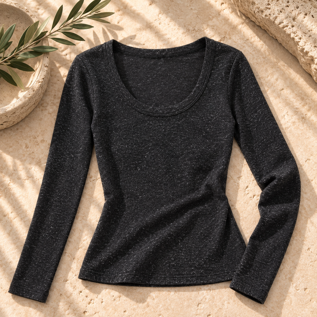 Women’s U-Neck Long Sleeve Linen Top