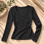 Women’s U-Neck Long Sleeve Linen Top