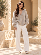 Women’s Solid V-Neck Knit Sweater