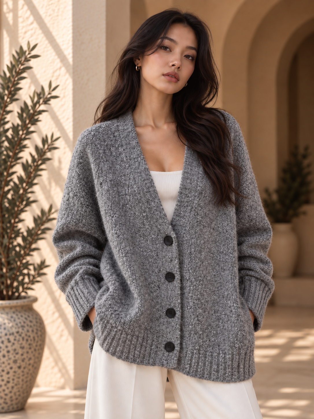 Women’s Long Sleeve V-Neck Knit Sweater