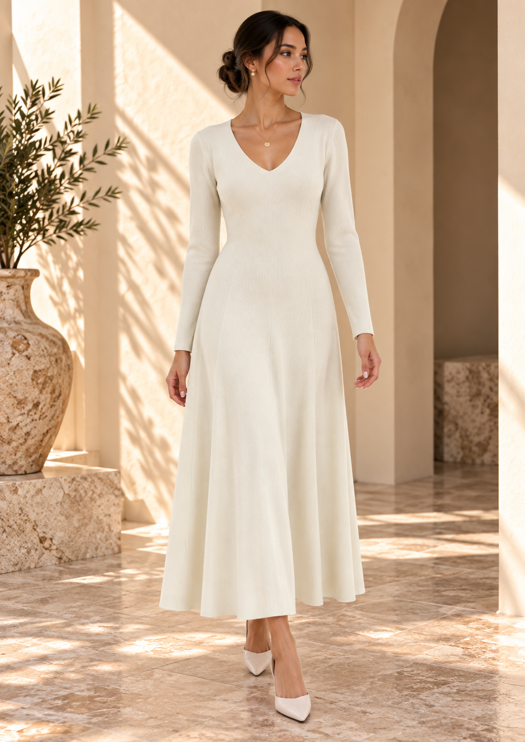Women’s Collared Long Knit Dress