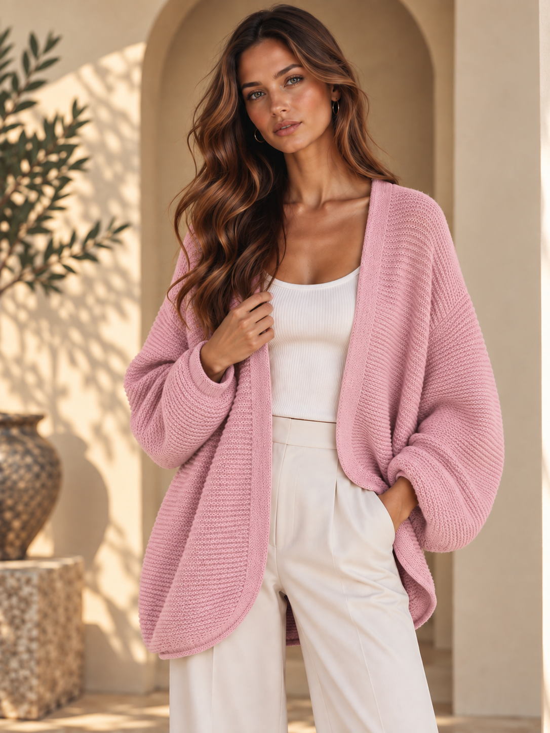 Women’s Open-Front Relaxed Knit Cardigan