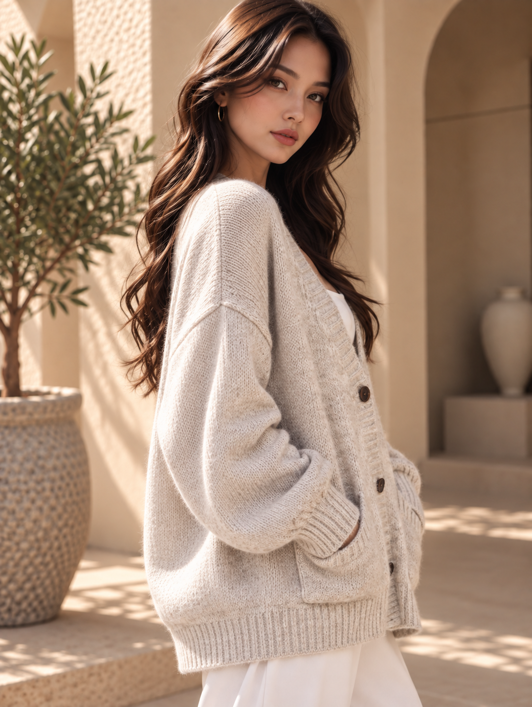 Women’s Relaxed V-Neck Knit Cardigan