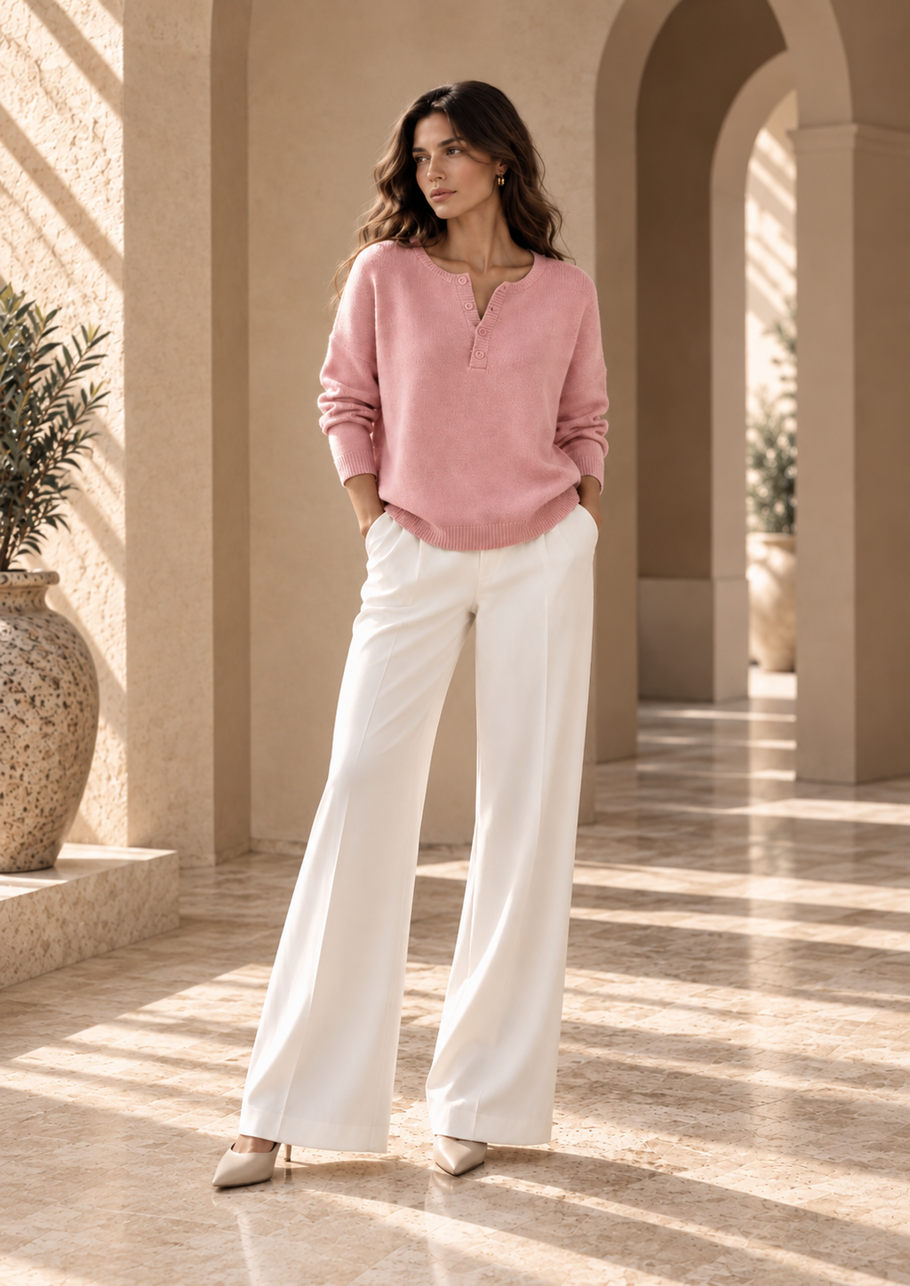 Women’s Button V-Neck Knit Sweater