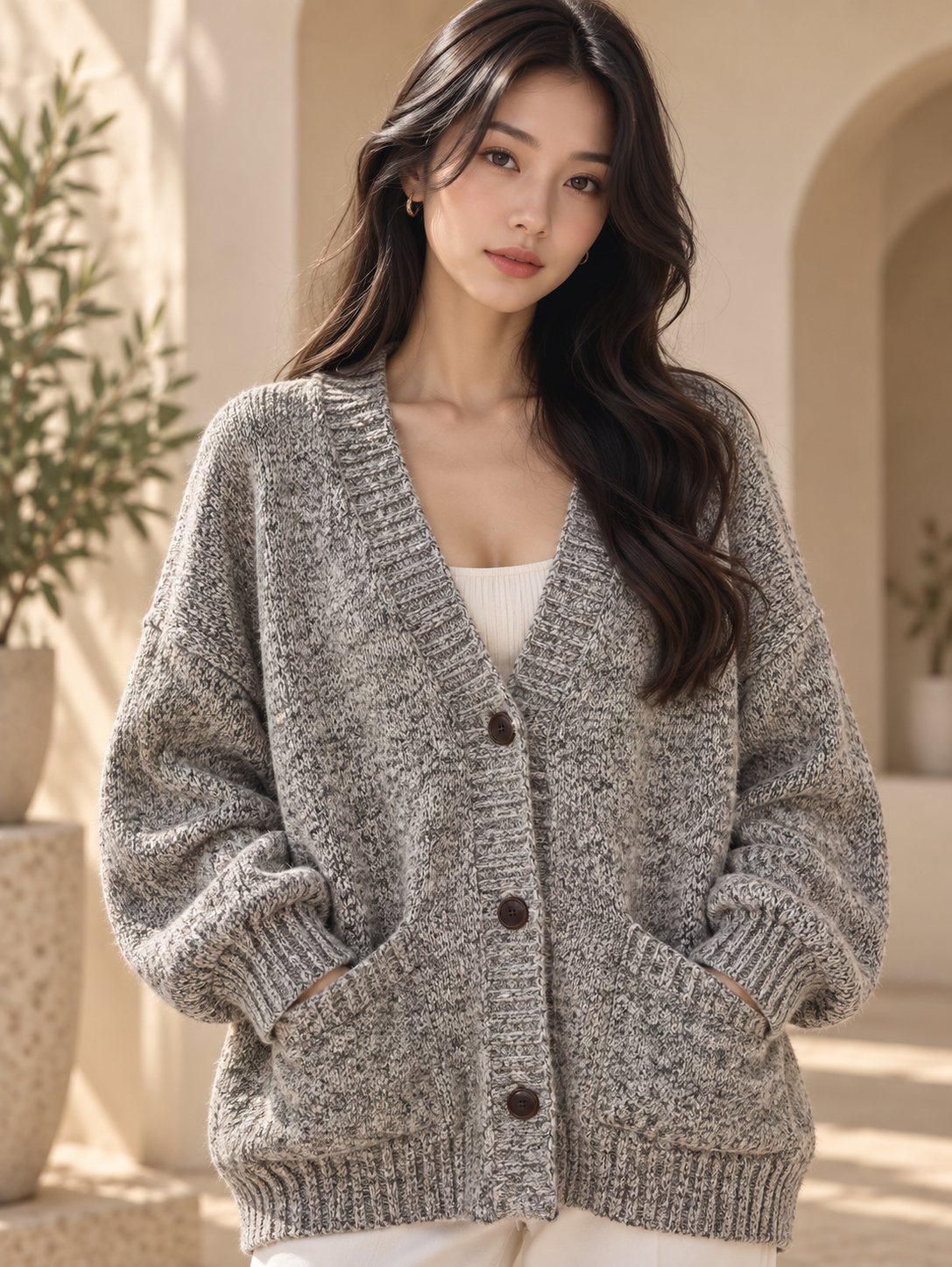 Women’s Relaxed V-Neck Knit Cardigan