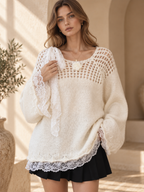 Women’s Lace Sequin Hollow-Out Knit Sweater