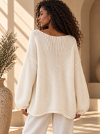 Women’s Hollow-Out Side-Slit Knit Sweater