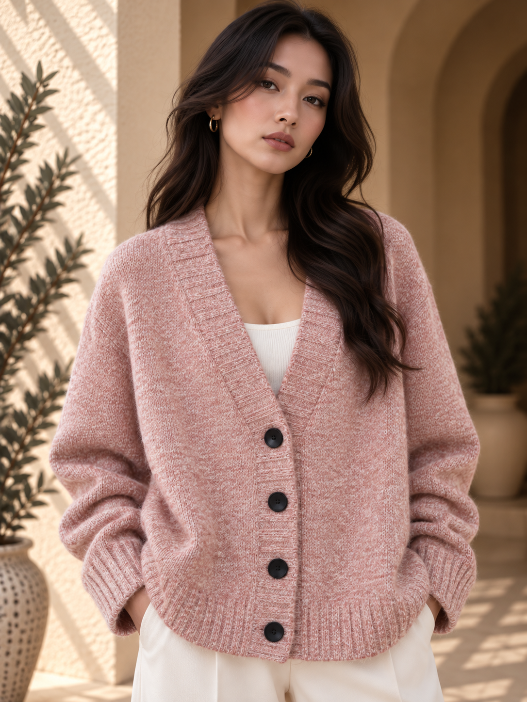Women’s Long Sleeve V-Neck Knit Sweater