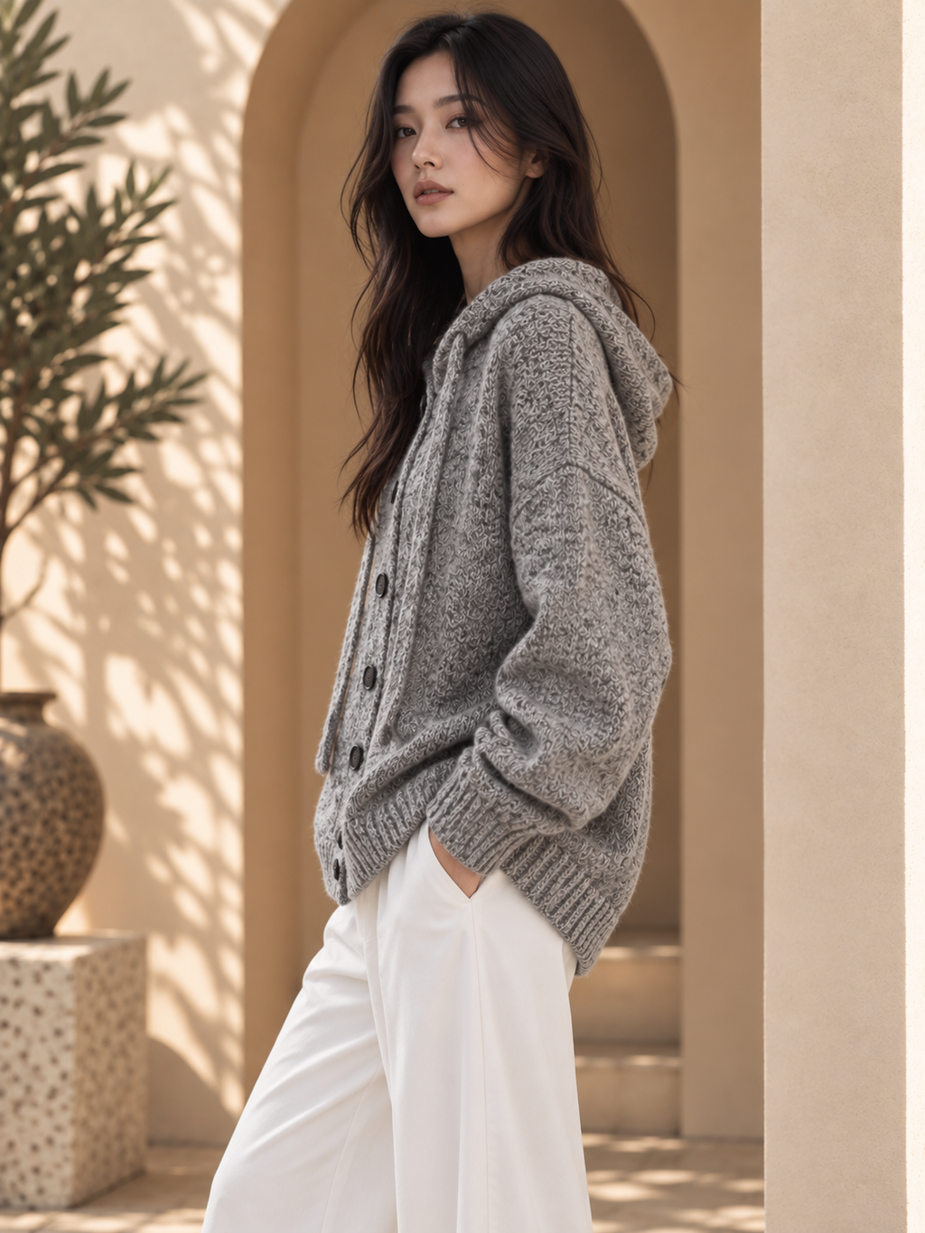 Women’s Hooded Relaxed Knit Sweater