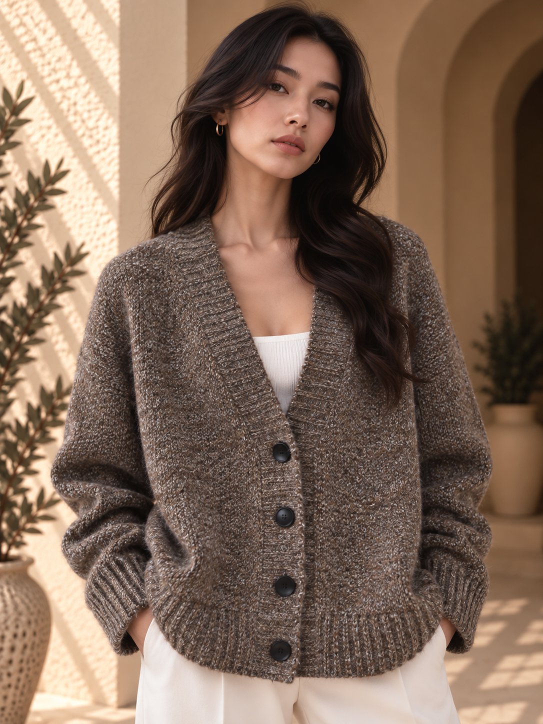 Women’s Long Sleeve V-Neck Knit Sweater