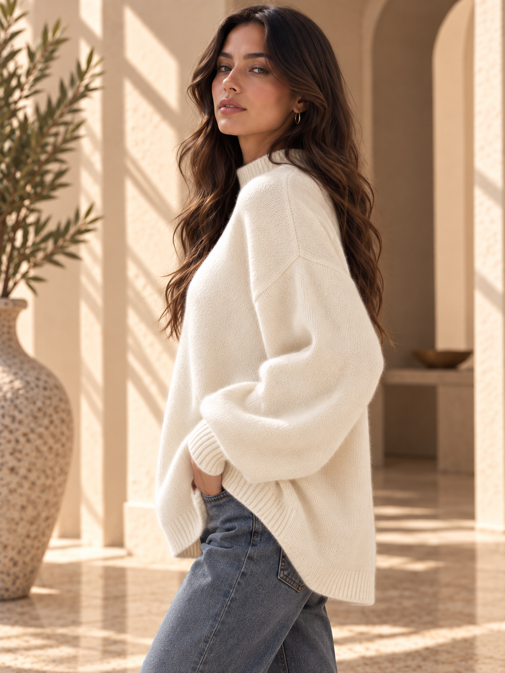 Women’s High Neck Relaxed Knit Sweater
