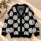 Women’s Floral Color-Block V-Neck Knit Cardigan