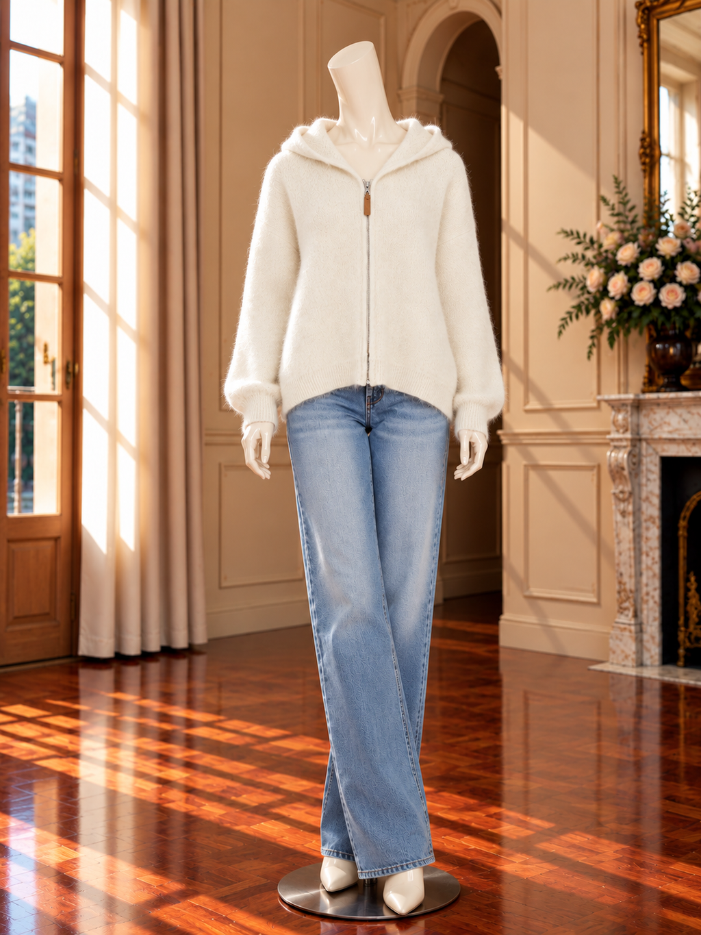 Women’s Zip Hooded Relaxed Knit Sweater