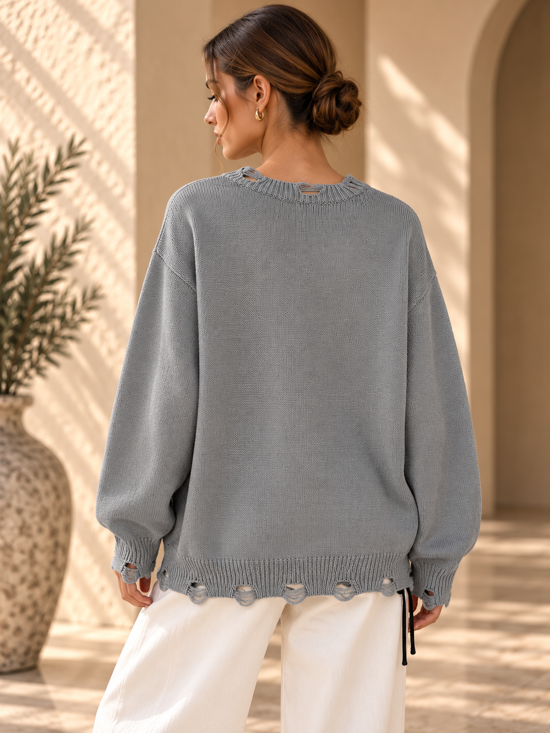 Women’s Cat Round Neck Knit Sweater