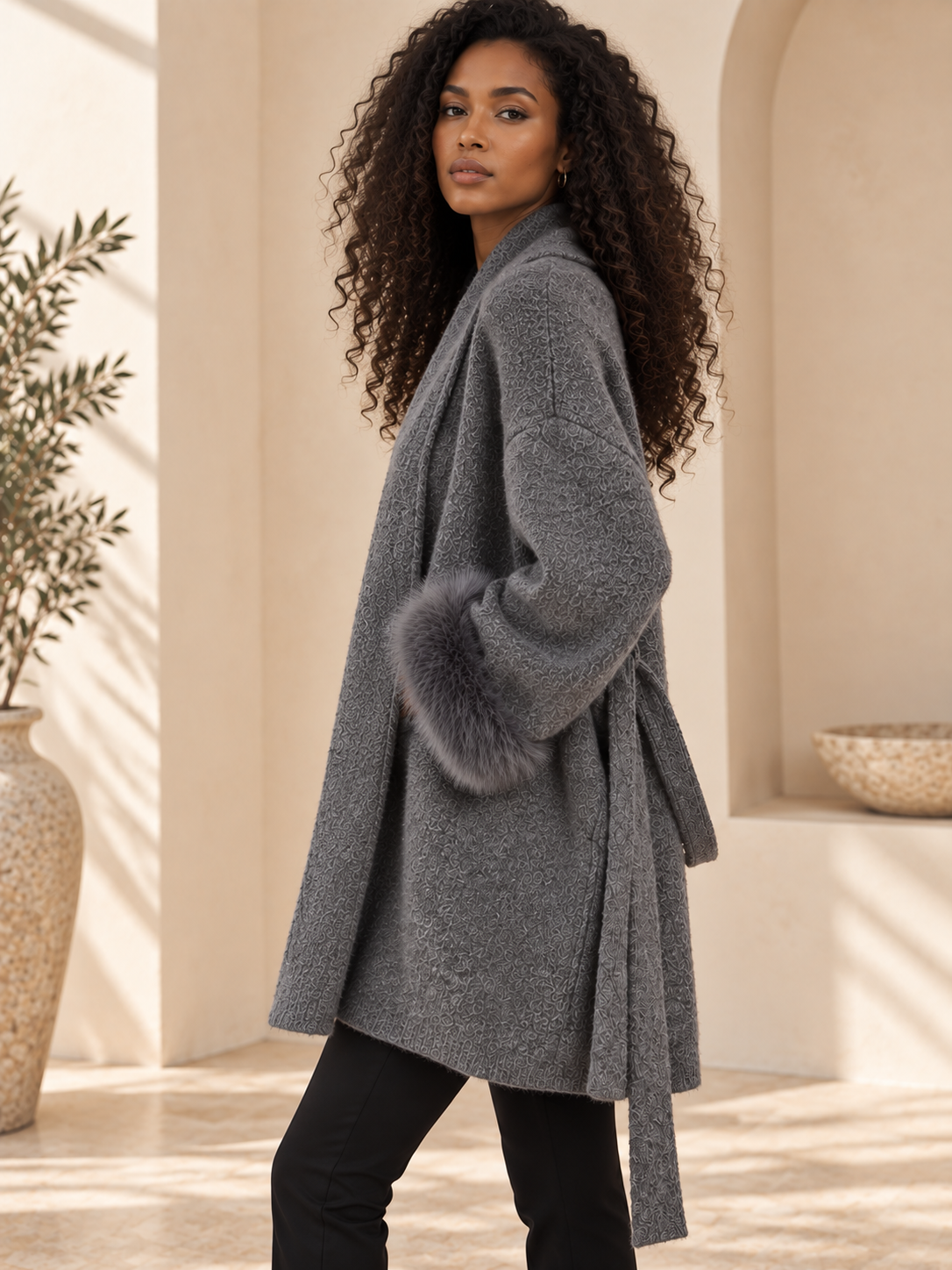Women’s Lace-Up Knit Cardigan