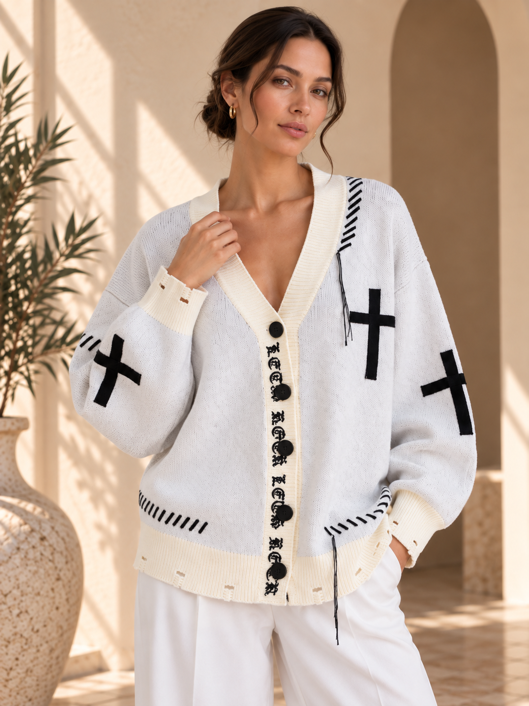 Women’s Tassel V-Neck Knit Cardigan