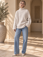 Women’s Hooded High Neck Relaxed Knit Sweater