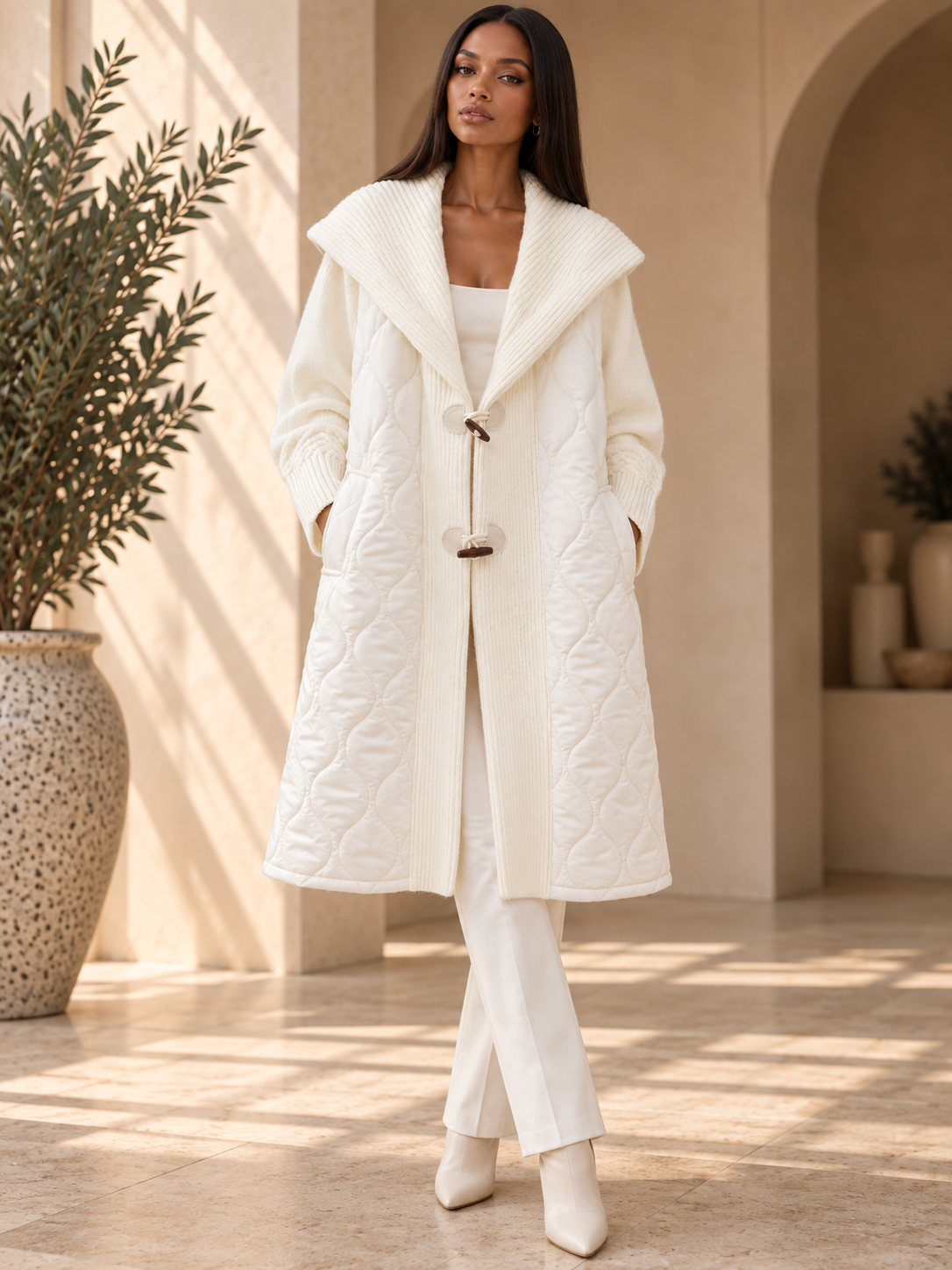 Women’s Hooded Toggle Long Coat
