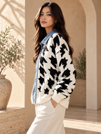 Women’s Denim Patchwork Relaxed Knit Sweater