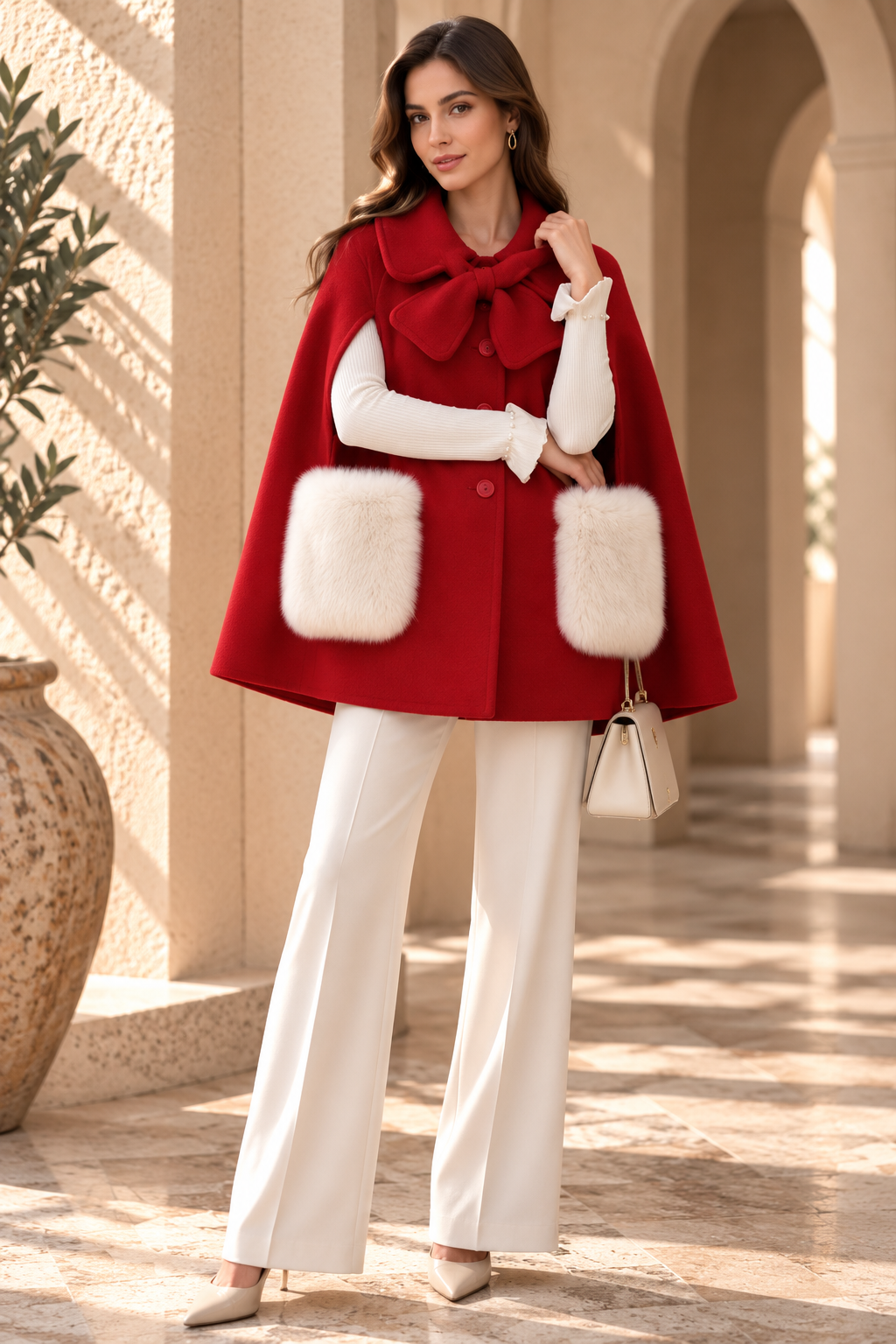 Women’s Bow Detail Cloak Coat
