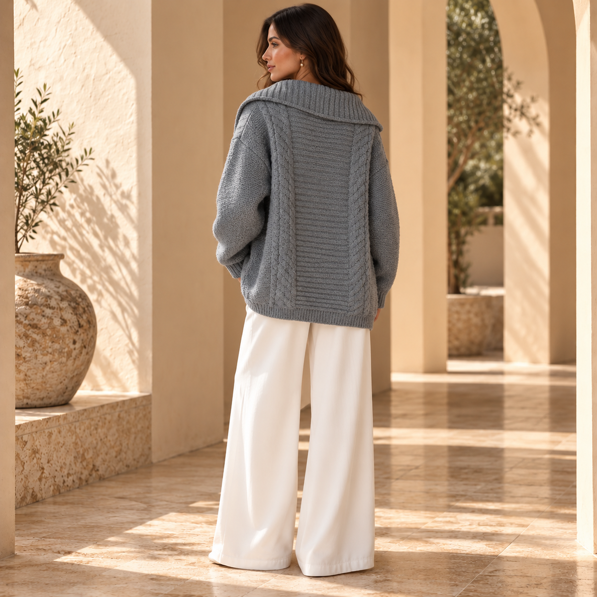 Women’s Collared Long Sleeve Knit Sweater