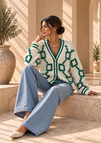 Women’s Color-Block V-Neck Knit Cardigan