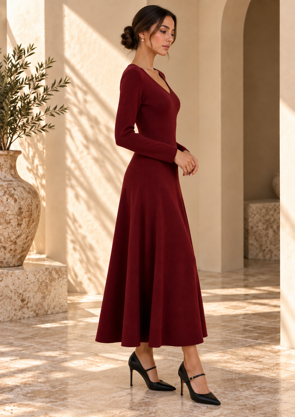 Women’s Collared Long Knit Dress
