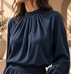 Women’s Stand Collar Top & Wide-Leg Pants Set