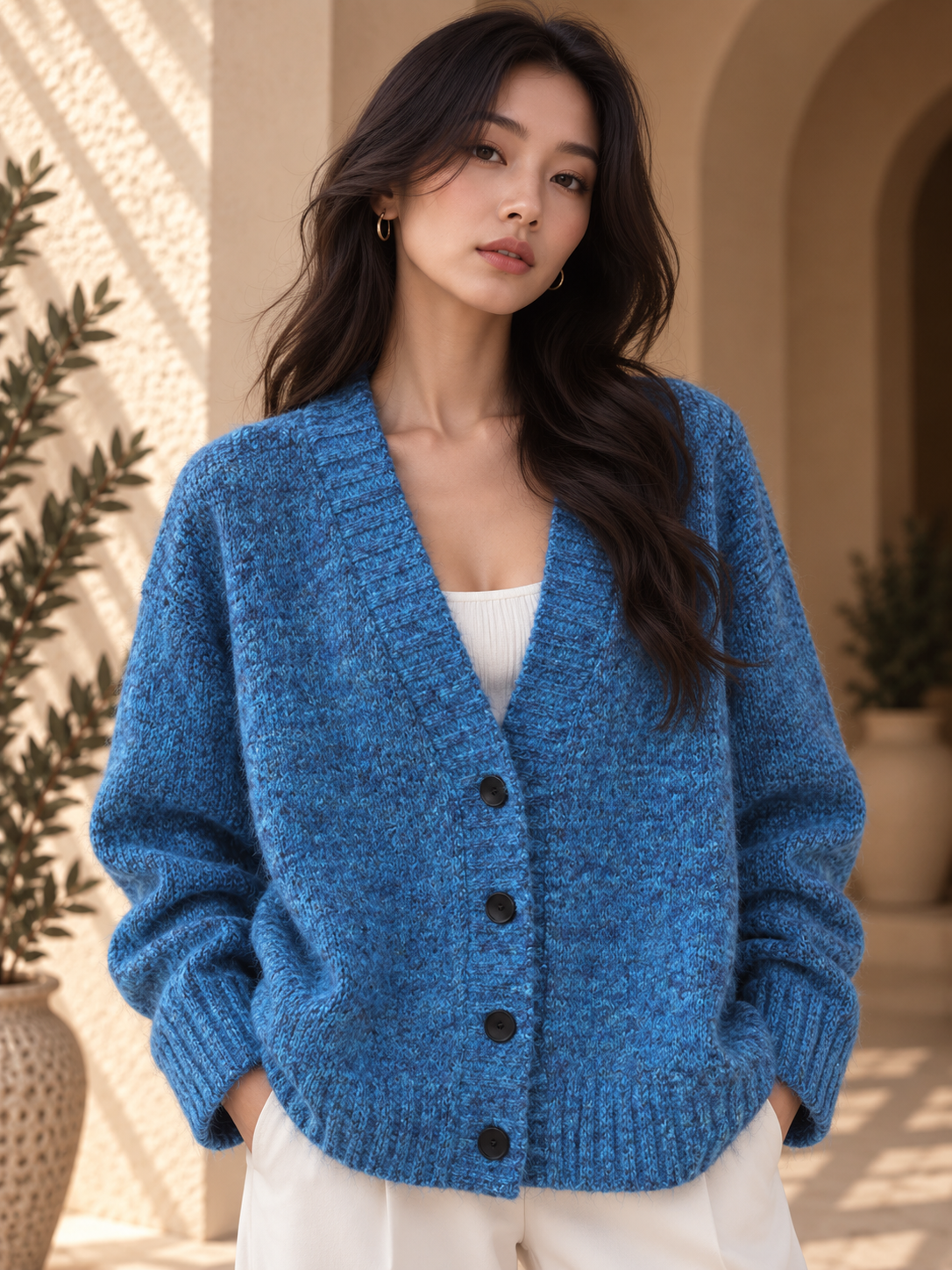 Women’s Long Sleeve V-Neck Knit Sweater