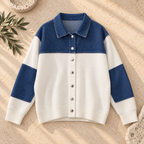 Women’s Denim Patchwork Relaxed Knit Sweater