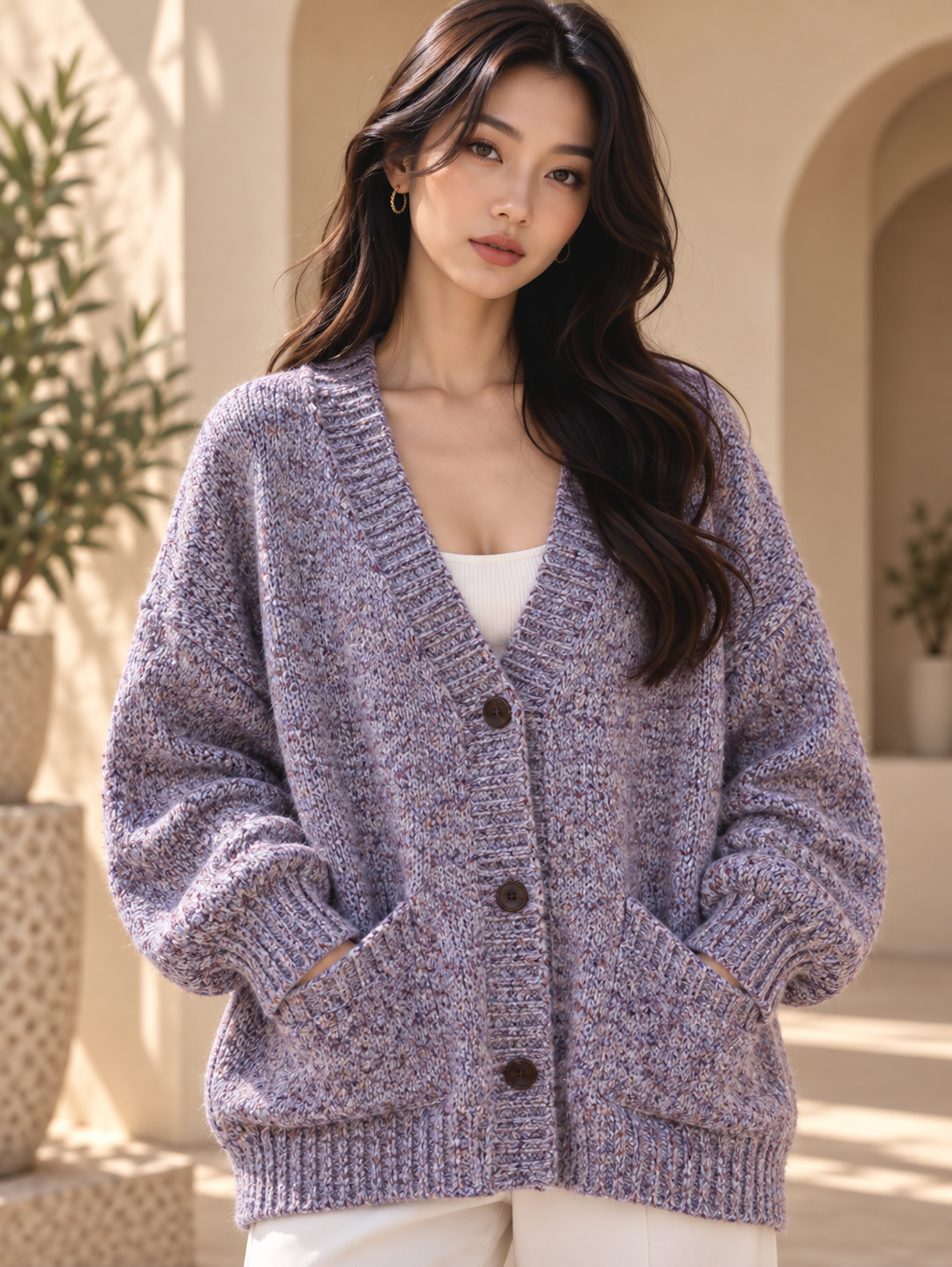Women’s Relaxed V-Neck Knit Cardigan