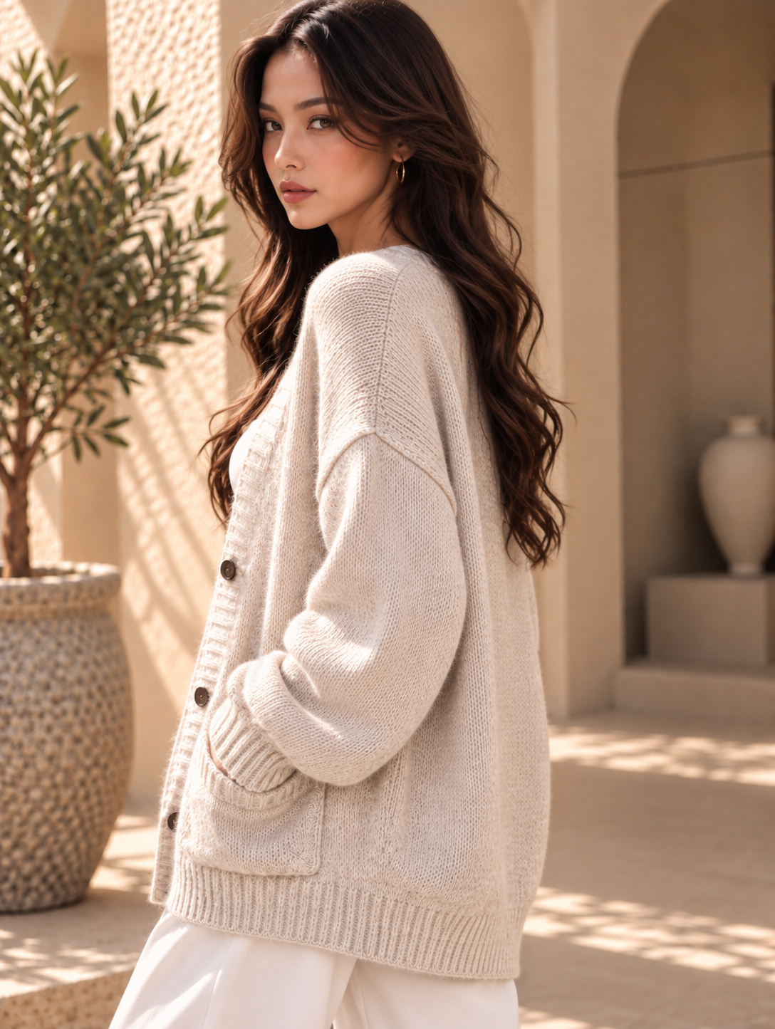 Women’s Relaxed V-Neck Knit Cardigan