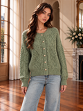 Women’s Cable Knit Round Neck Cardigan