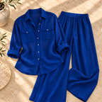 Women’s Linen Shirt & Wide-Leg Pants Set
