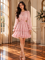 Women’s Floral Ruffle Cutout Mini Dress