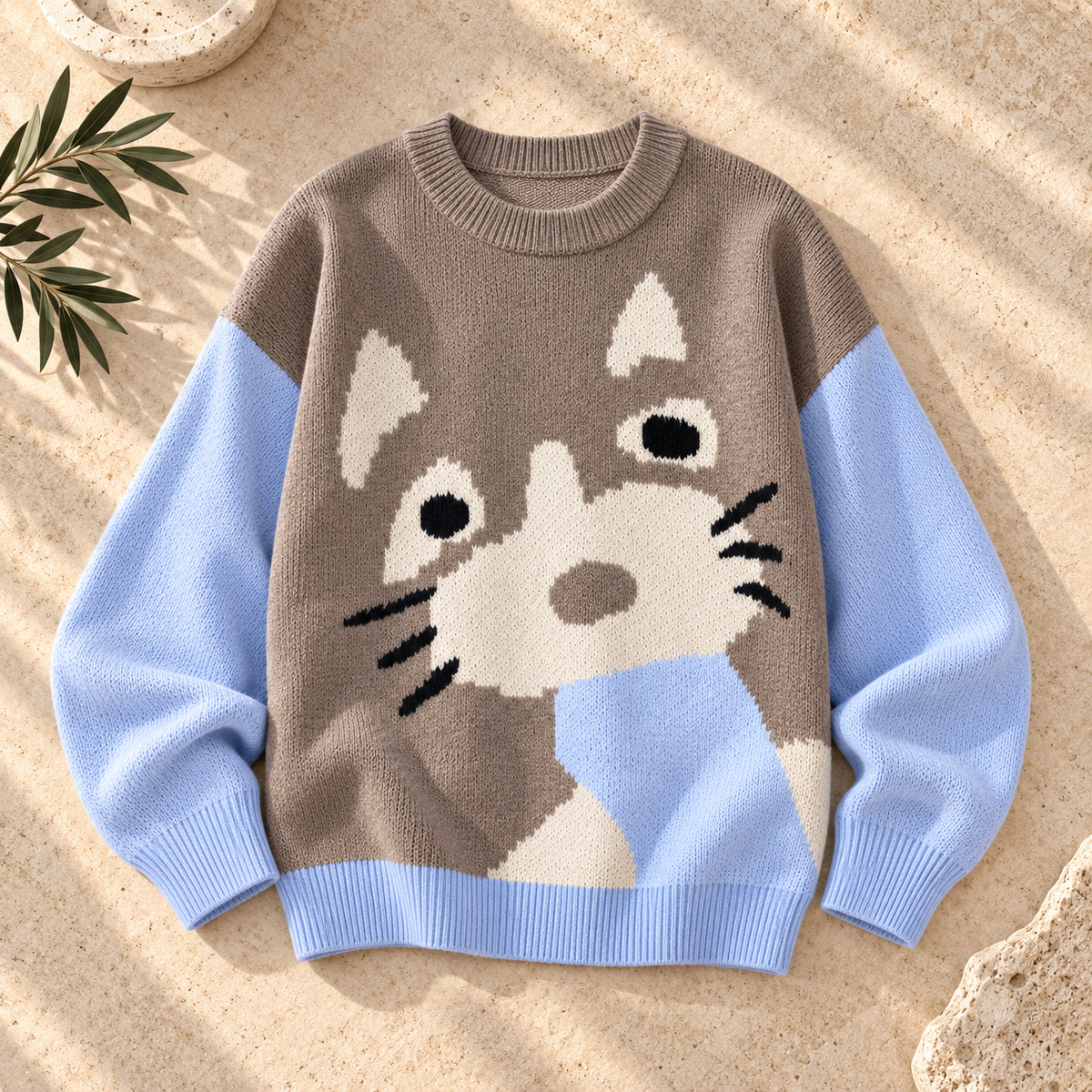 Women’s Color-Block Round Neck Knit Sweater