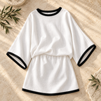 Women’s Cotton-Linen Batwing Top & Skirt Set