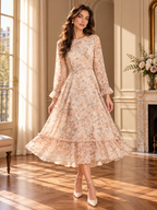 Women’s Floral Chiffon Midi Dress