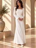 Women’s Square Neck Long Sleeve Knit Maxi Dress