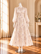 Women’s Ruffle Long Sleeve Chiffon Maxi Dress