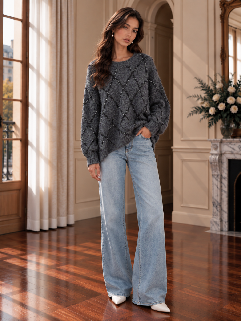 Women’s Sequin Crewneck Knit Sweater