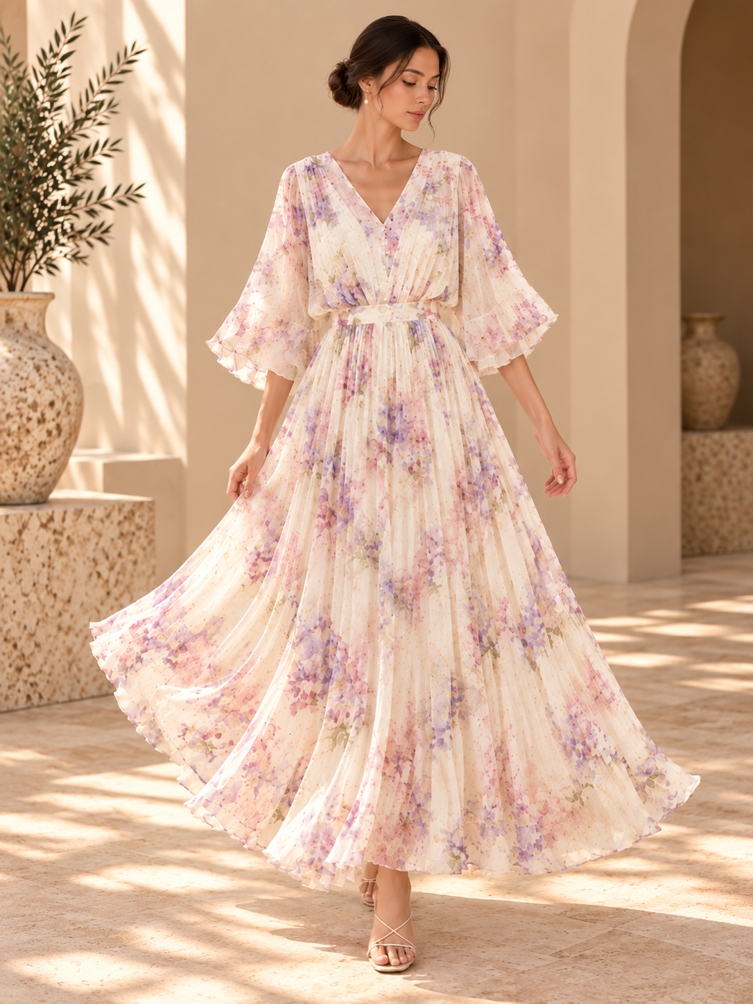 Women’s Floral Chiffon Maxi Dress